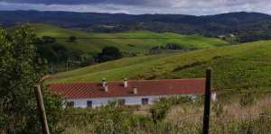 paisagem rural com casa no terreno